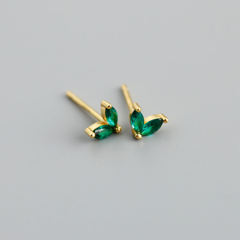 Gold vermeil E100 marquise flower stud earrings