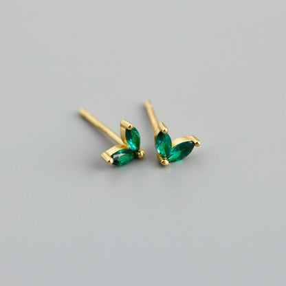 Gold vermeil E100 marquise flower stud earrings