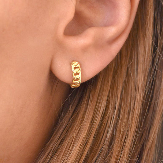 E230 chain hoop earrings, huggie hoop earrings, gold hoops