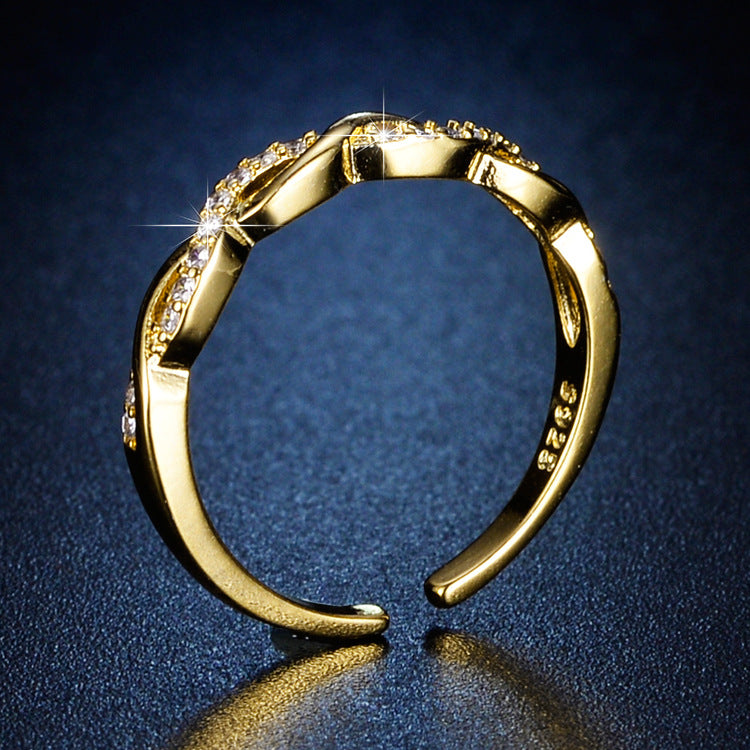 R028 gold infinity paved adjustable ring sale