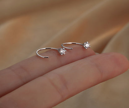 Gold Vermeil E141 dainty open huggie ear wire earrings