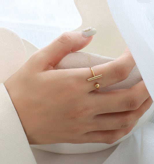 R030 double bar geometric open ring sale