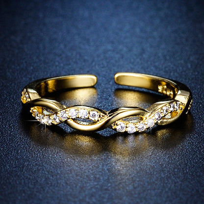 R028 gold infinity paved adjustable ring sale