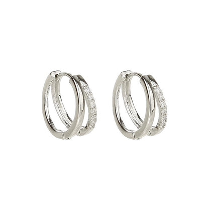 E182 double hoop huggie hoop earrings