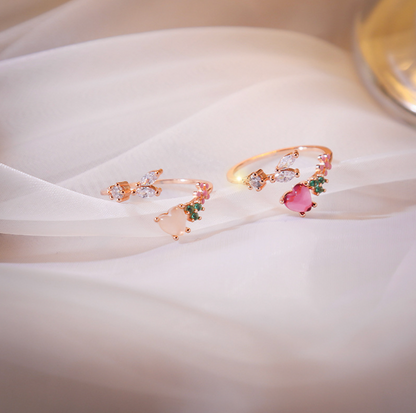 R014 heart flower adjustable open ring sale