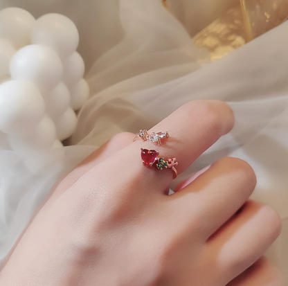 R014 heart flower adjustable open ring sale