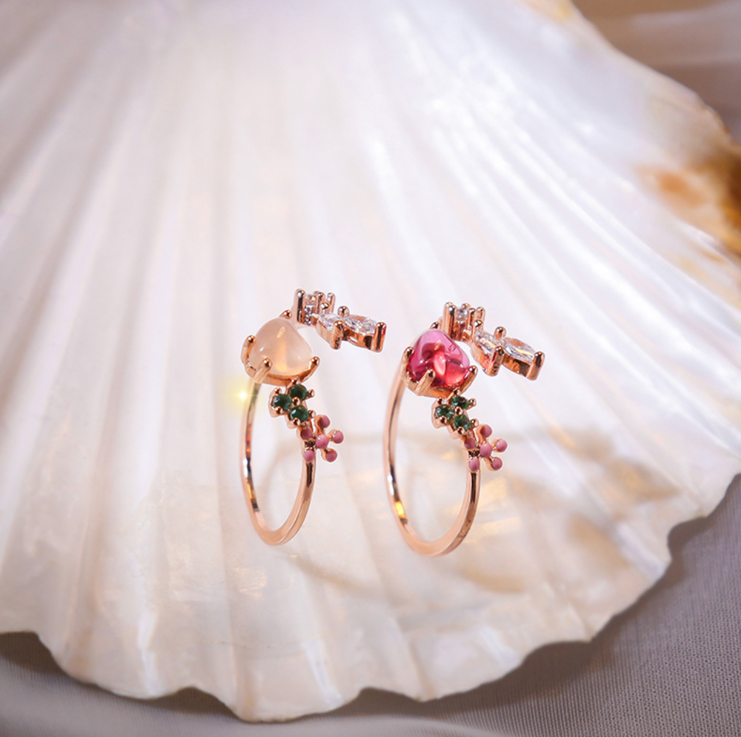 R014 heart flower adjustable open ring sale