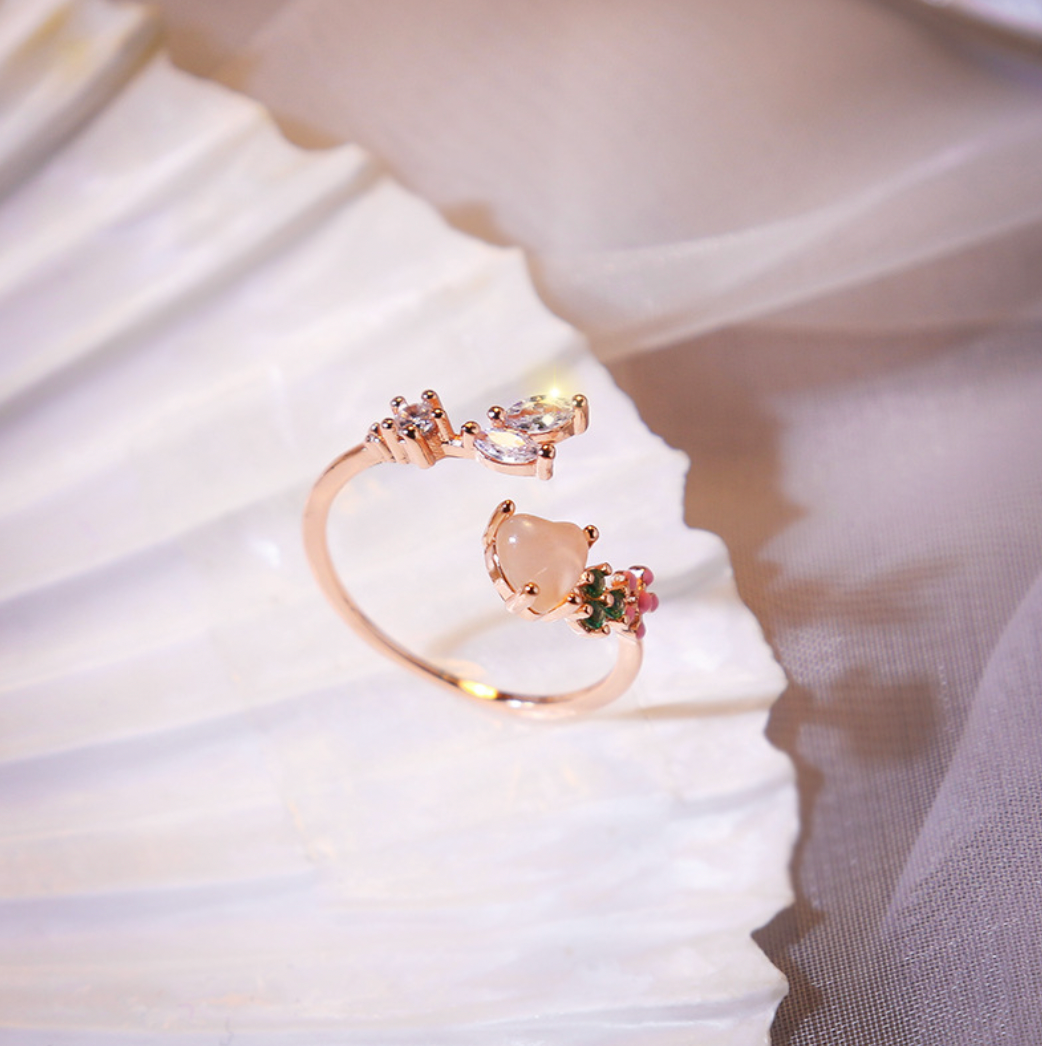 R014 heart flower adjustable open ring sale