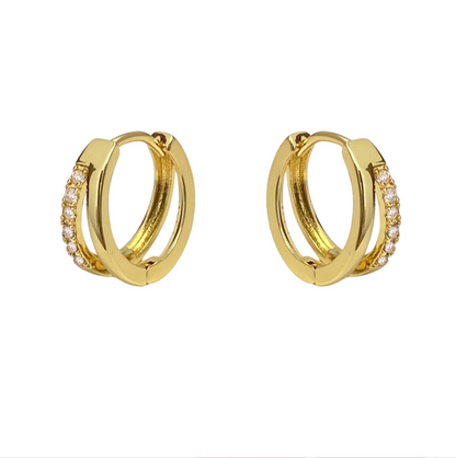 E182 double hoop huggie hoop earrings