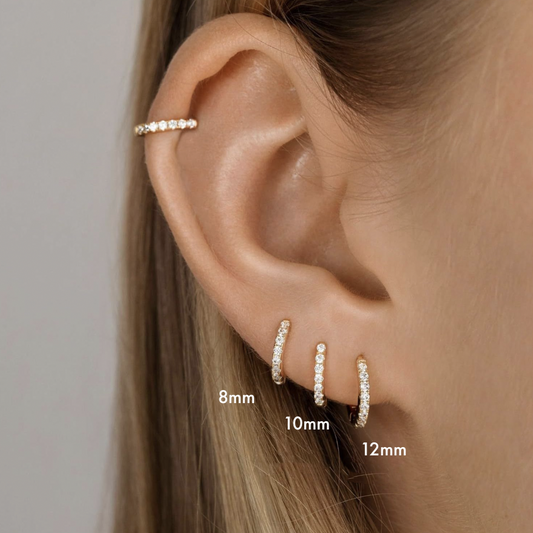 E172 paved dainty huggie hoop earrings