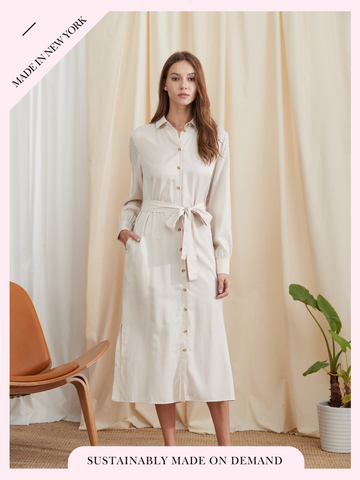 Emily Long Shirt Dress With Pockets - Ivory