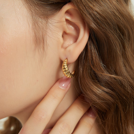 Rosey croissant twisted open hoop earrings, gold hoops