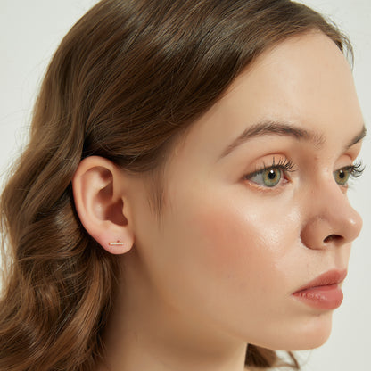 Gold Vermeil Juliana dainty paved bar stud earrings