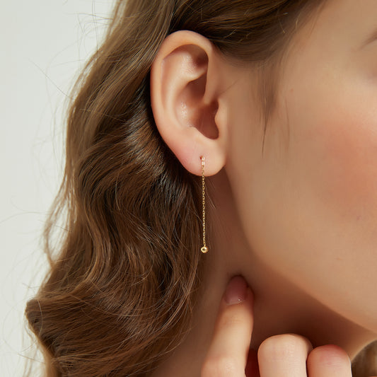 Gold Vermeil Morgan gold ball threader earrings