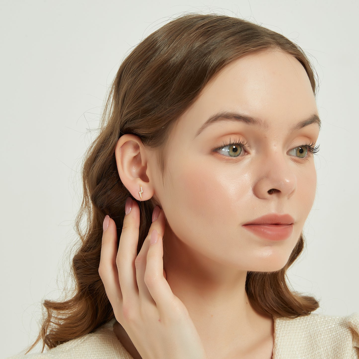 Gold Vermeil Emerson lightning stud earrings, dainty studs, gold earrings
