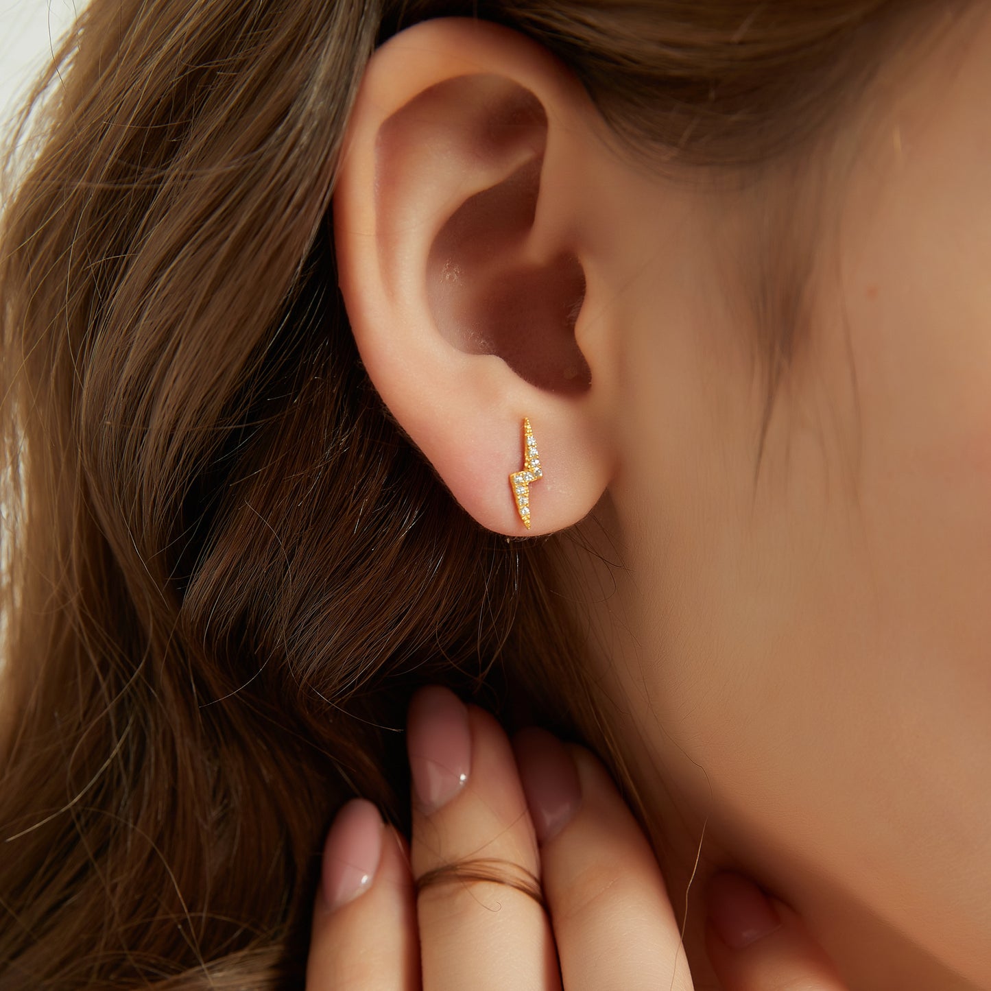 Gold Vermeil Emerson lightning stud earrings, dainty studs, gold earrings