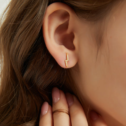 Gold Vermeil Emerson lightning stud earrings, dainty studs, gold earrings