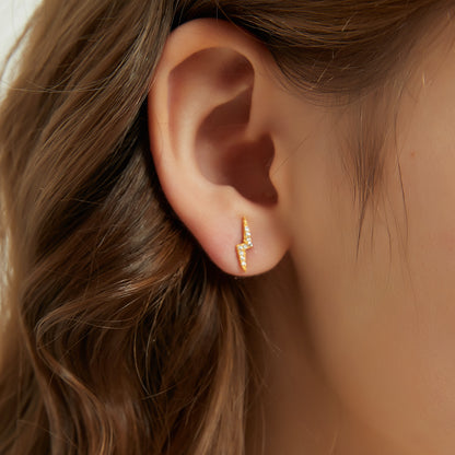 Gold Vermeil Emerson lightning stud earrings, dainty studs, gold earrings