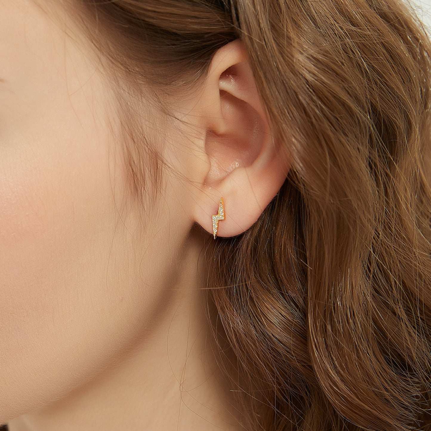 Gold Vermeil Emerson lightning stud earrings, dainty studs, gold earrings