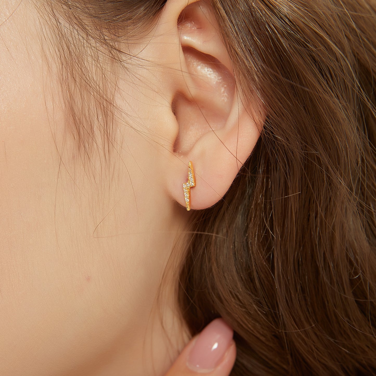 Gold Vermeil Emerson lightning stud earrings, dainty studs, gold earrings