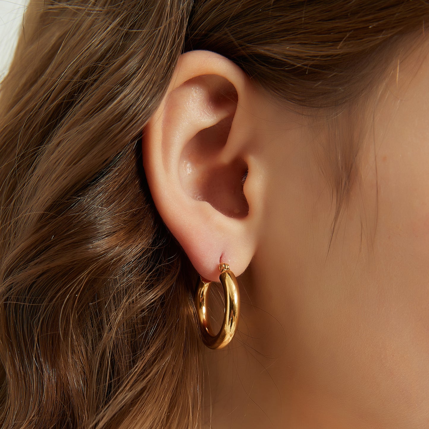 Elena gold chunky thick hoop earrings