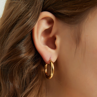 Elena gold chunky thick hoop earrings