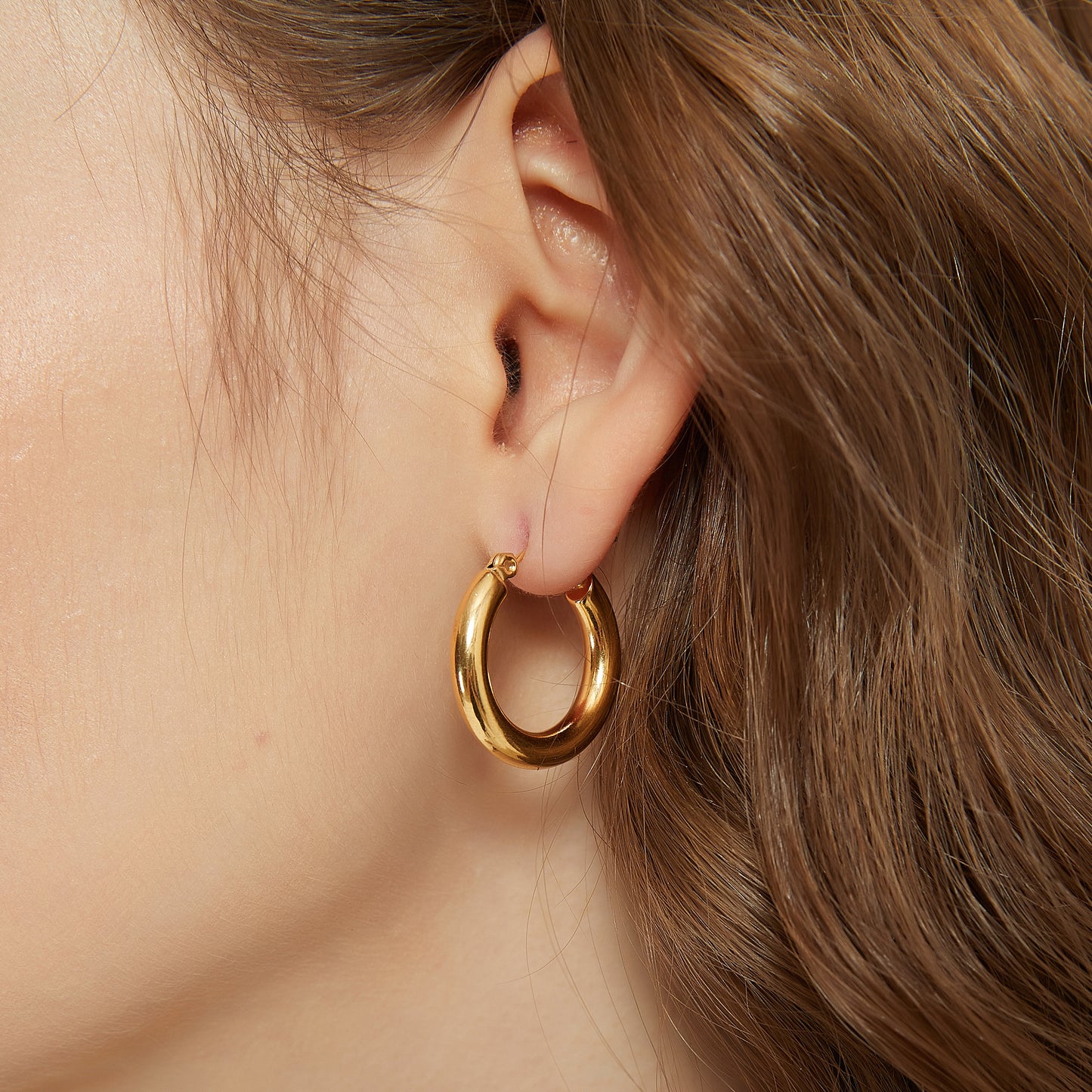 Elena gold chunky thick hoop earrings