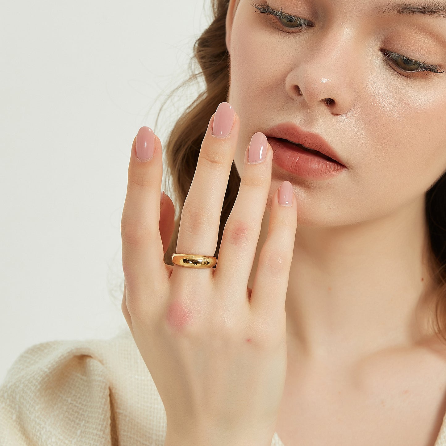 Jordyn classic gold round chunky dome ring sale