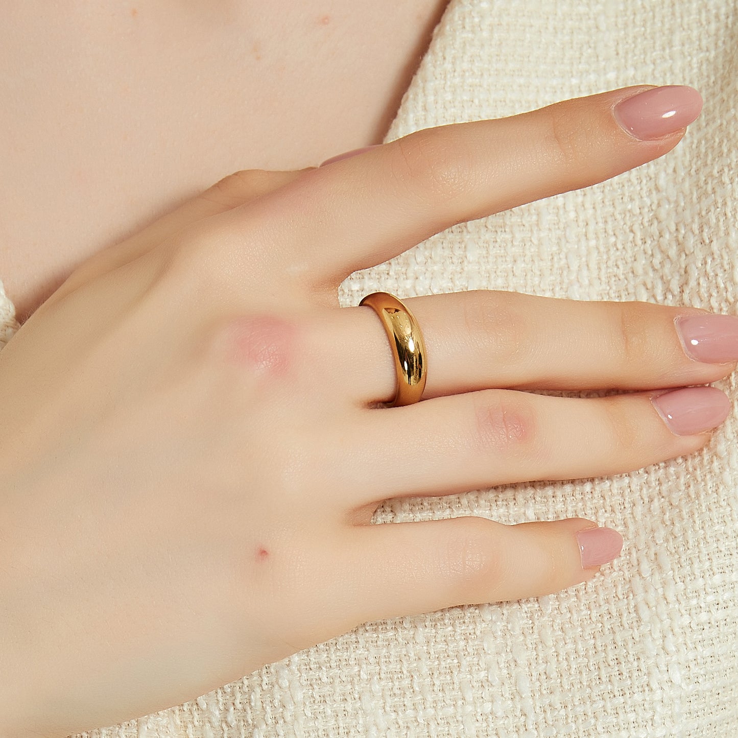 Jordyn classic gold round chunky dome ring sale