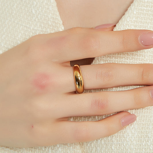 Jordyn classic gold round chunky dome ring sale