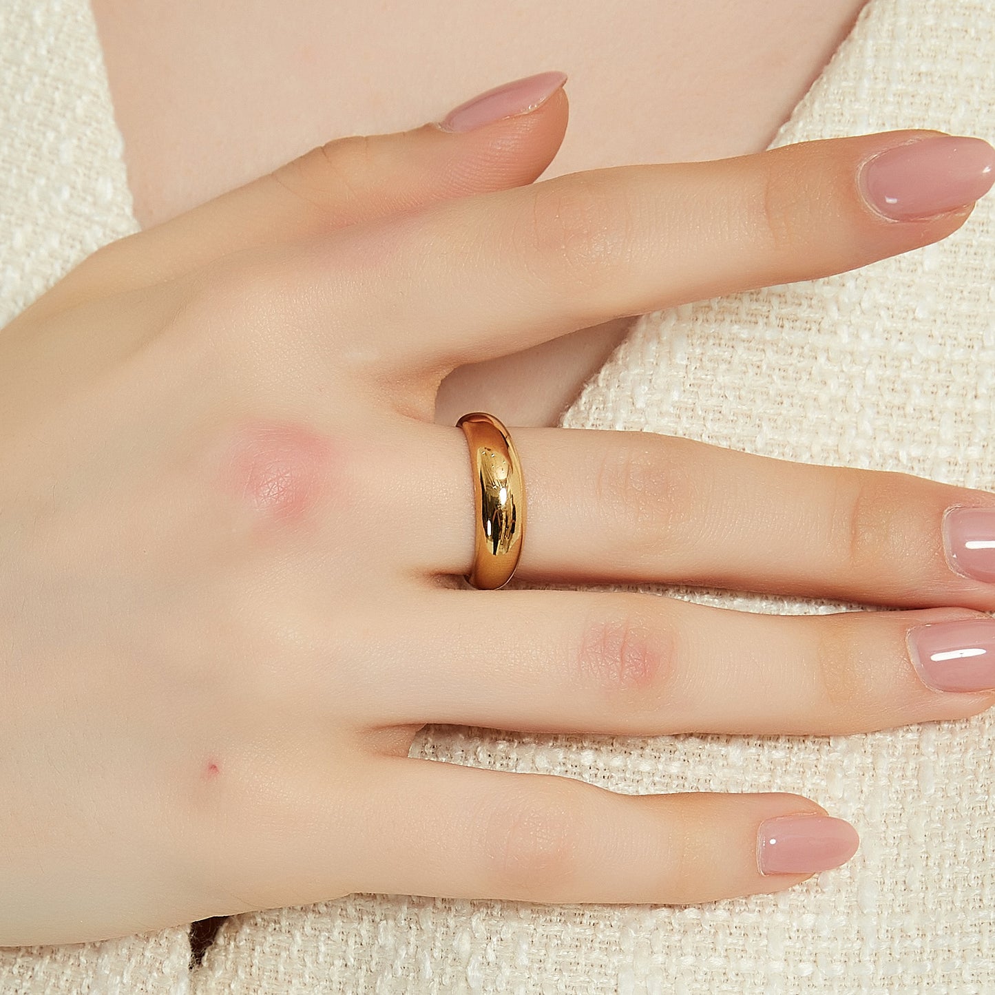 Jordyn classic gold round chunky dome ring sale