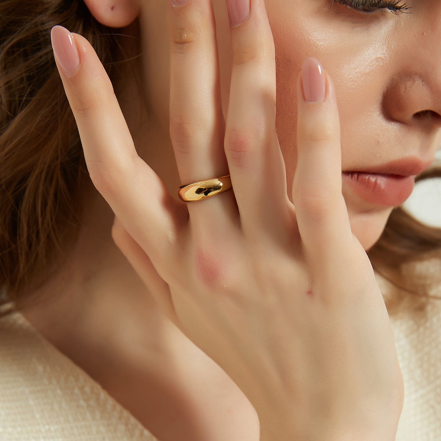 Jordyn classic gold round chunky dome ring sale