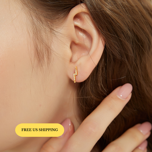 Gold Vermeil Emerson lightning stud earrings, dainty studs, gold earrings