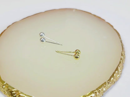 Gold Vermeil E097 dainty ball stud earrings