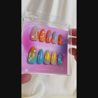 PO062 3d colorful ombre aurora press on nails