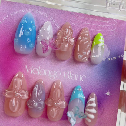 PO044 3D butterfly flower press on nails
