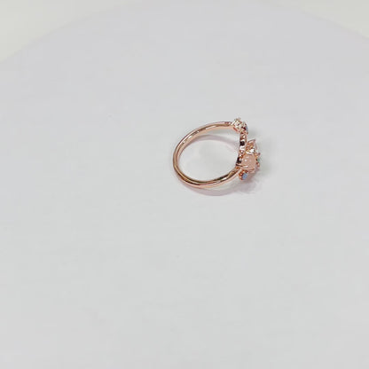 R020 rose gold moon star crystal gem adjustable ring sale