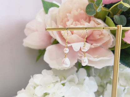 E180 freshwater pearl drop dangle earrings