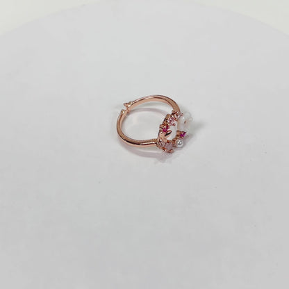 R021 rose gold flower wreath adjustable ring sale