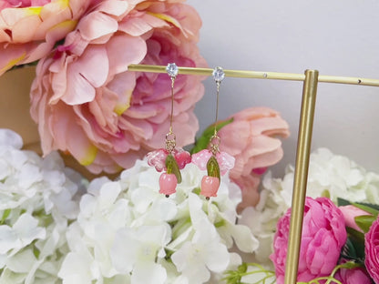 E137 lily of the valley flower dangle earrings