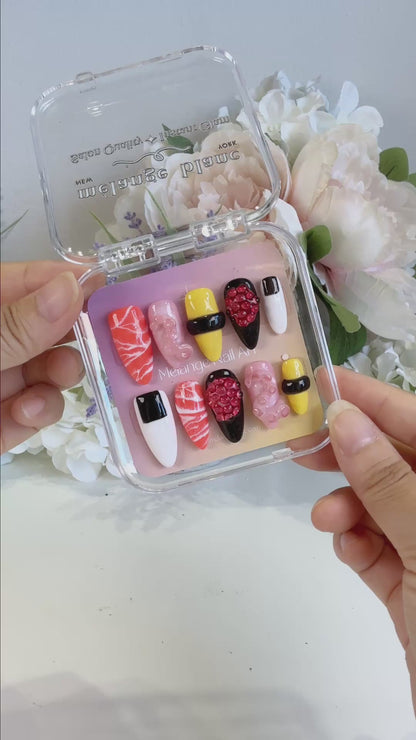 Japanese Sushi Yummy Food Custom Press On Nails PO206