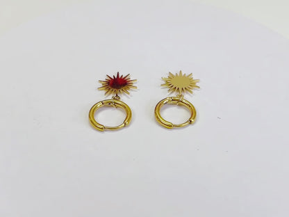 Reagan starburst dangle huggie earrings