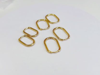 E080 thin oval rectangular hoop earrings