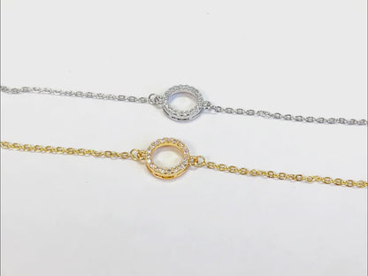 B016 paved circle eternity charm bracelet