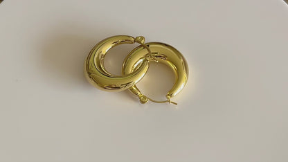 Julia gold chunky crescent dome hoop earrings