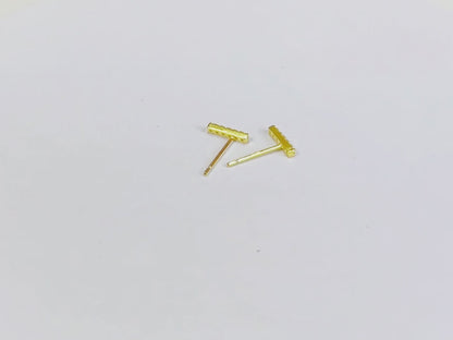 Gold Vermeil Juliana dainty paved bar stud earrings
