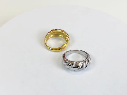 R008 croissant twisted dome statement ring sale