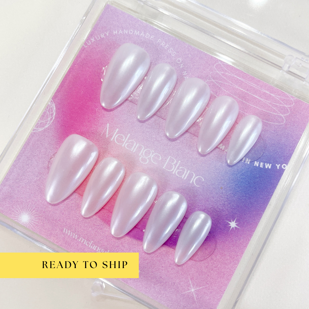 Glazed donut pearl white Press On Nails - RTS