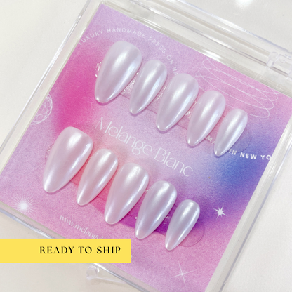 Glazed donut pearl white Press On Nails - RTS