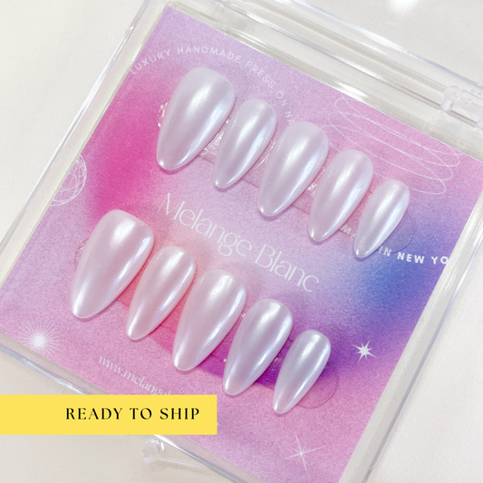 Glazed donut pearl white Press On Nails - RTS